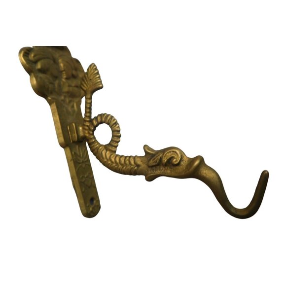 Vintage Brass Serpent Wall Hook Dutch Mythical Fish Serpent - Picture 3 of 4